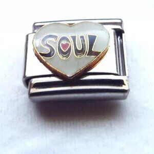 Enamel heart and Soul 9mm stainless steel Italian charm bracelet link new